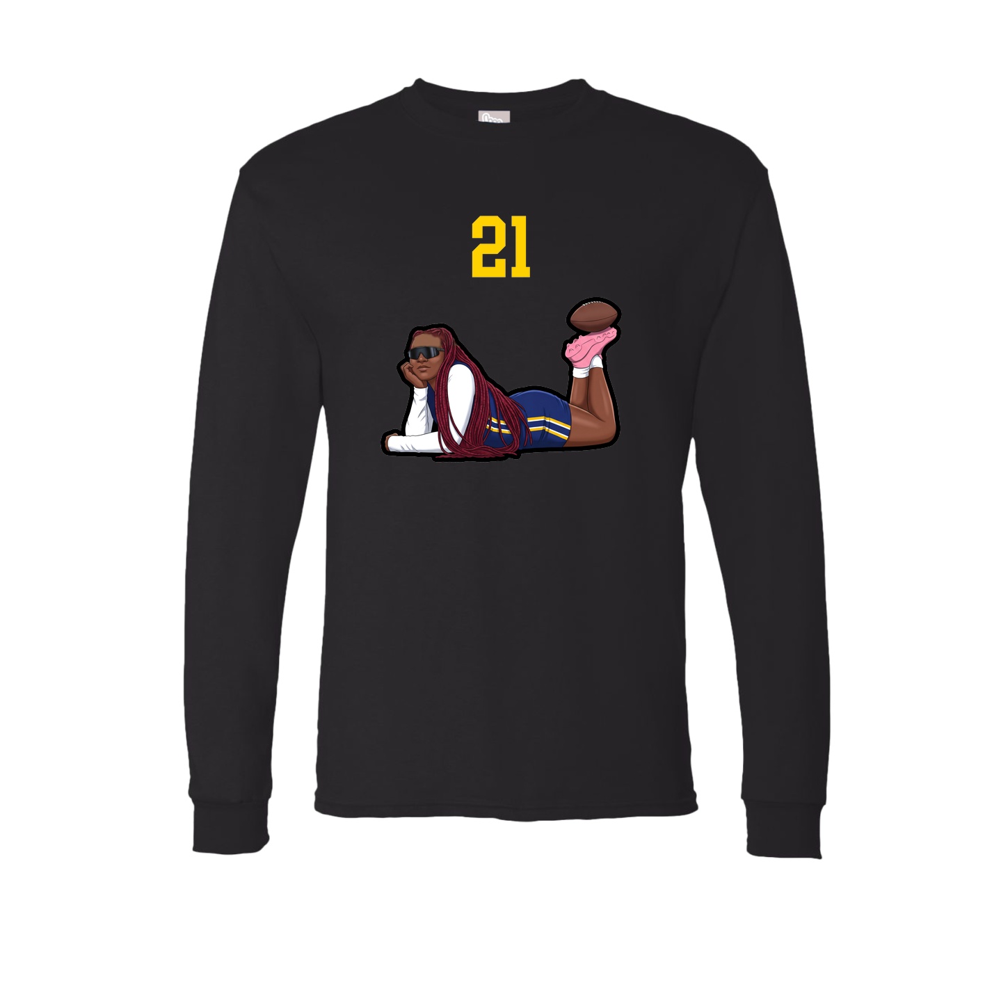 Long Sleeve Tee — Number Top in Black