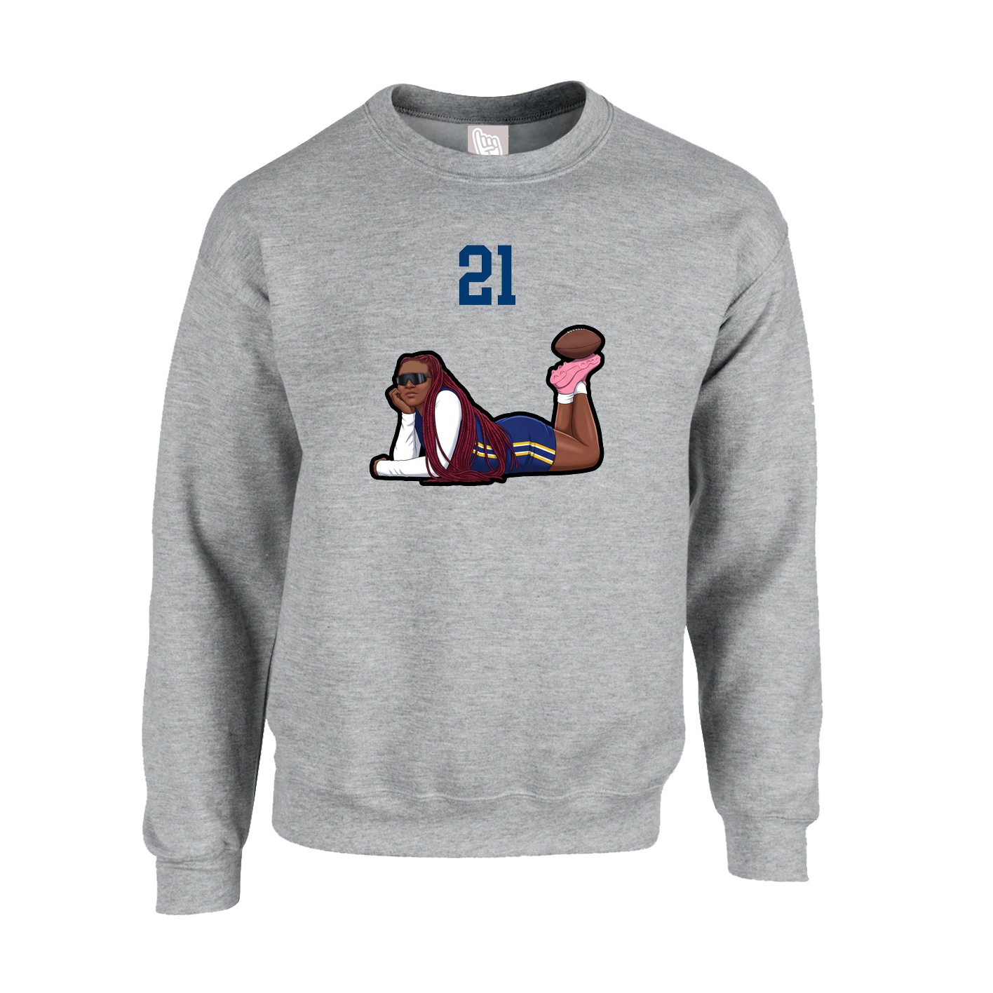 Fleece Crew — Number Top in Grey