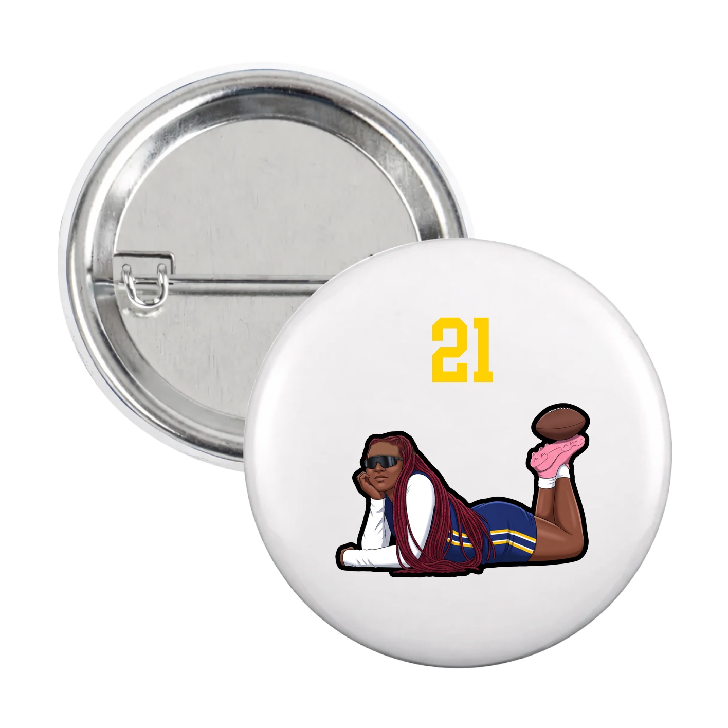 Game Day Button — Number Top in White