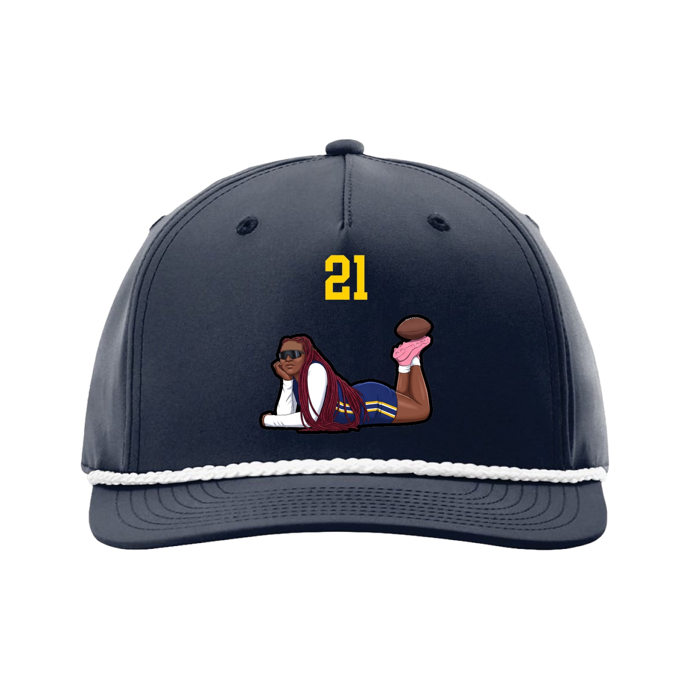 Five-Panel Classic Rope Cap — Number Top in Navy