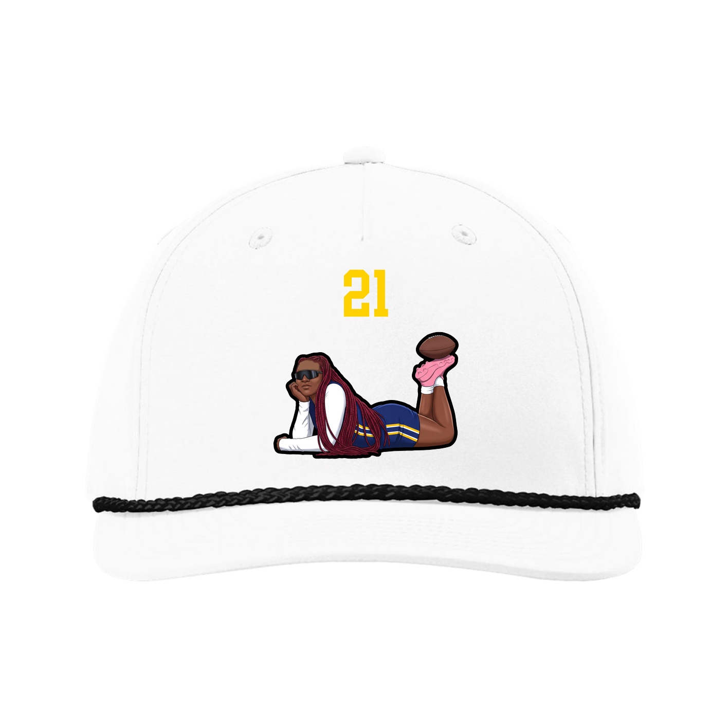 Five-Panel Classic Rope Cap — Number Top in White