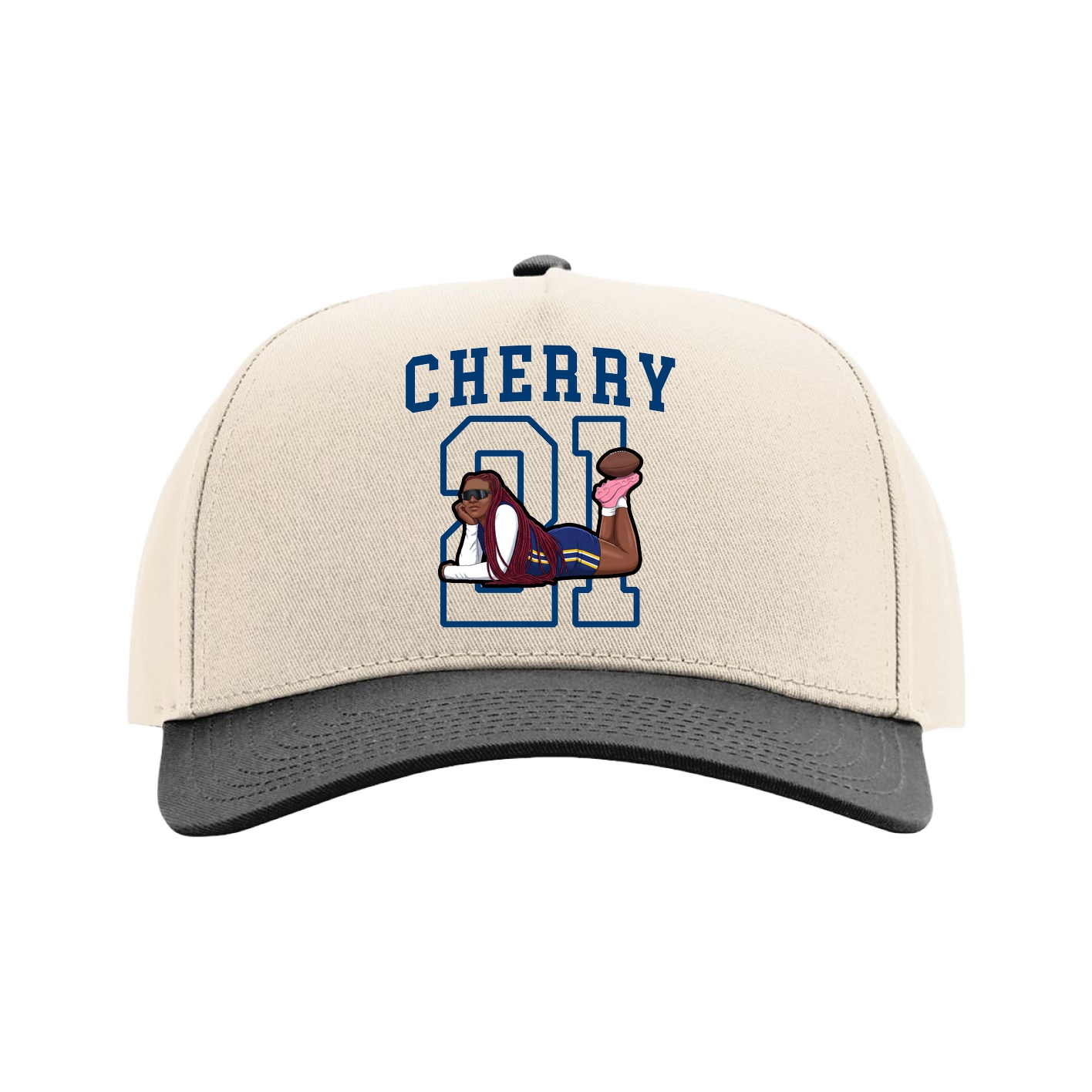 Full Fabric Five-Panel Champ Cap — Shirsey in Cream/Black