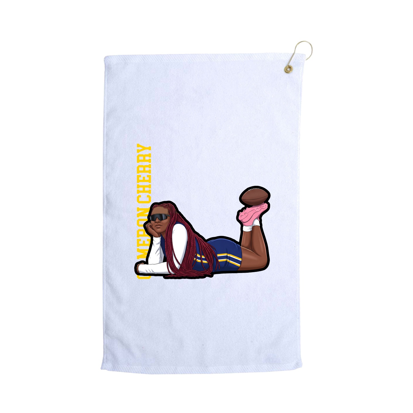 Golf Towel — Name Vertical in White