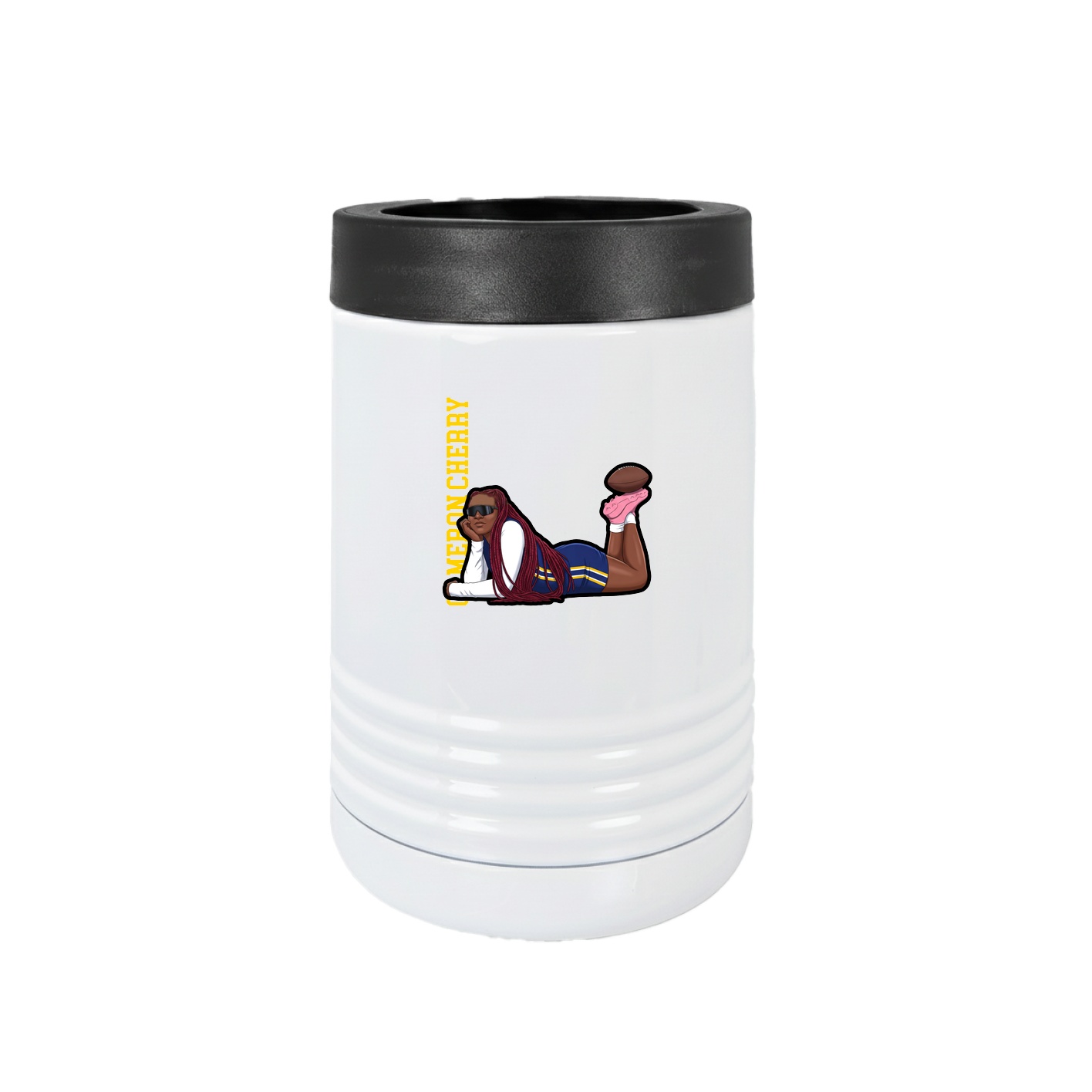 Beverage Holder — Name Vertical in White