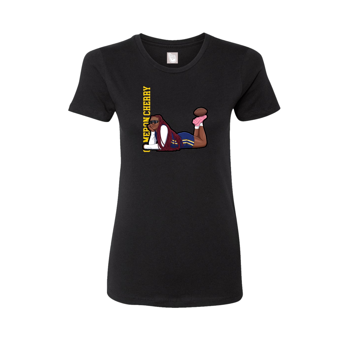 Fitted Women's Tee — Name Vertical in Black