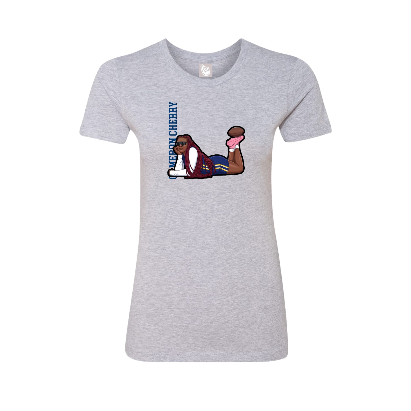 Womens Tee — Name Vertical in Grey