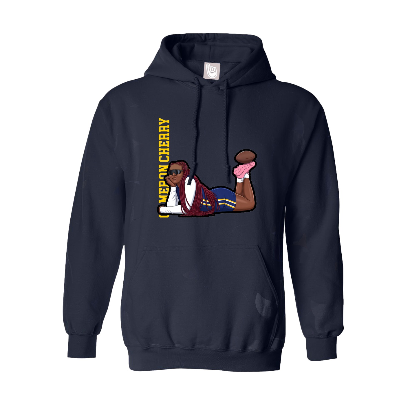Hoodie — Name Vertical in Navy