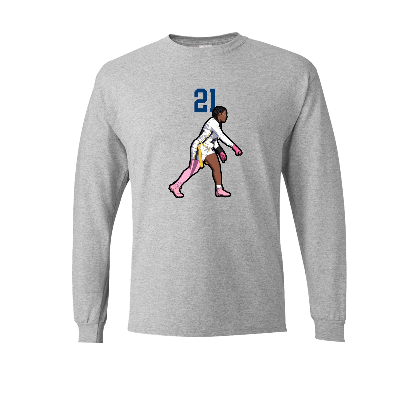 Long Sleeve Tee — Number Top in Grey