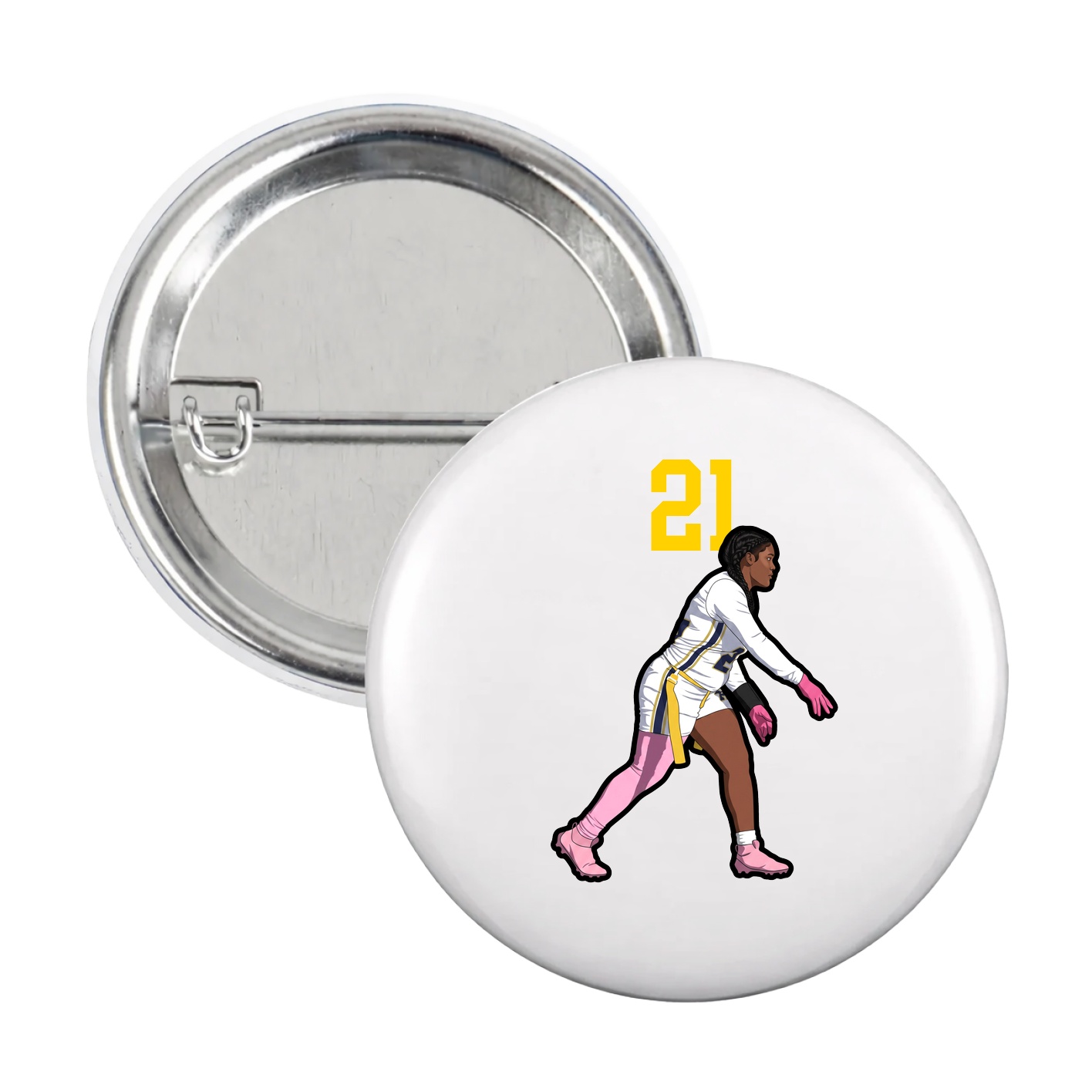 Game Day Button — Number Top in White