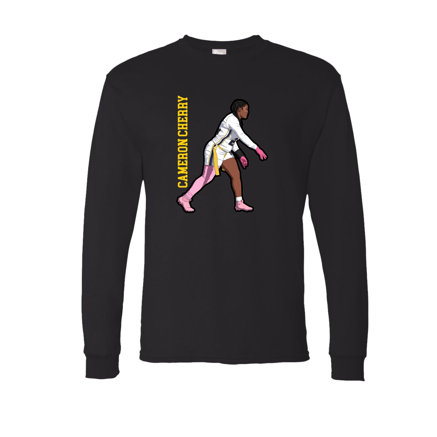 Long Sleeve Tee — Name Vertical in Black