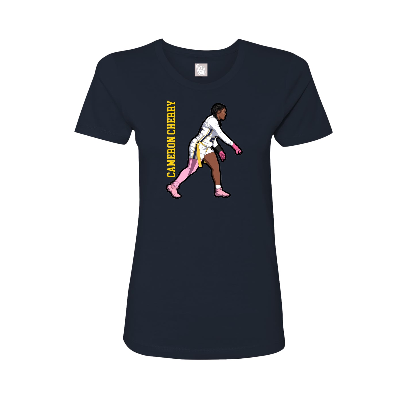 Fitted Women's Tee — Name Vertical in Navy