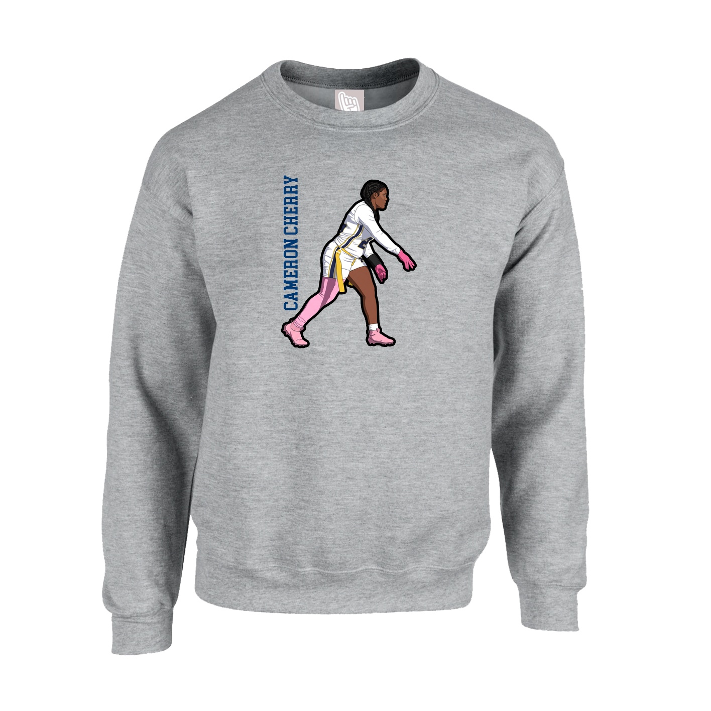 Fleece Crew — Name Vertical in Grey