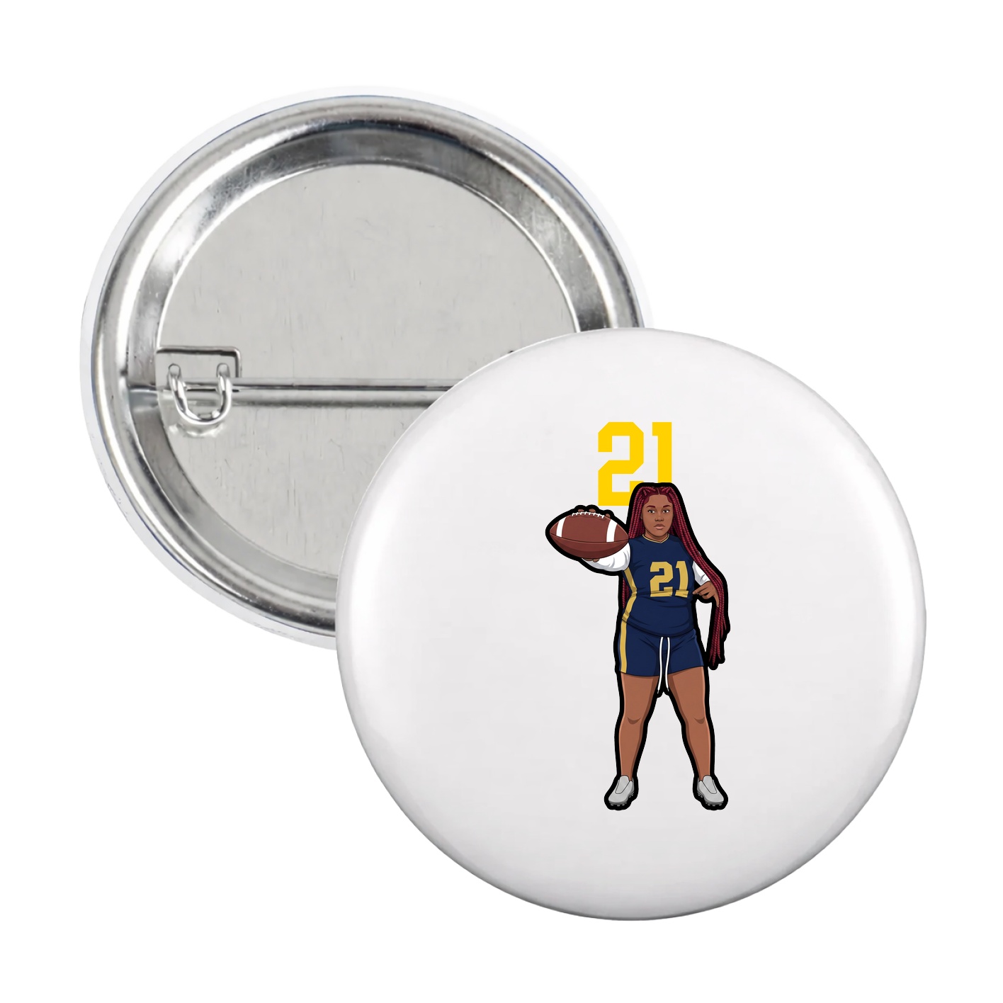 Game Day Button — Number Top in White