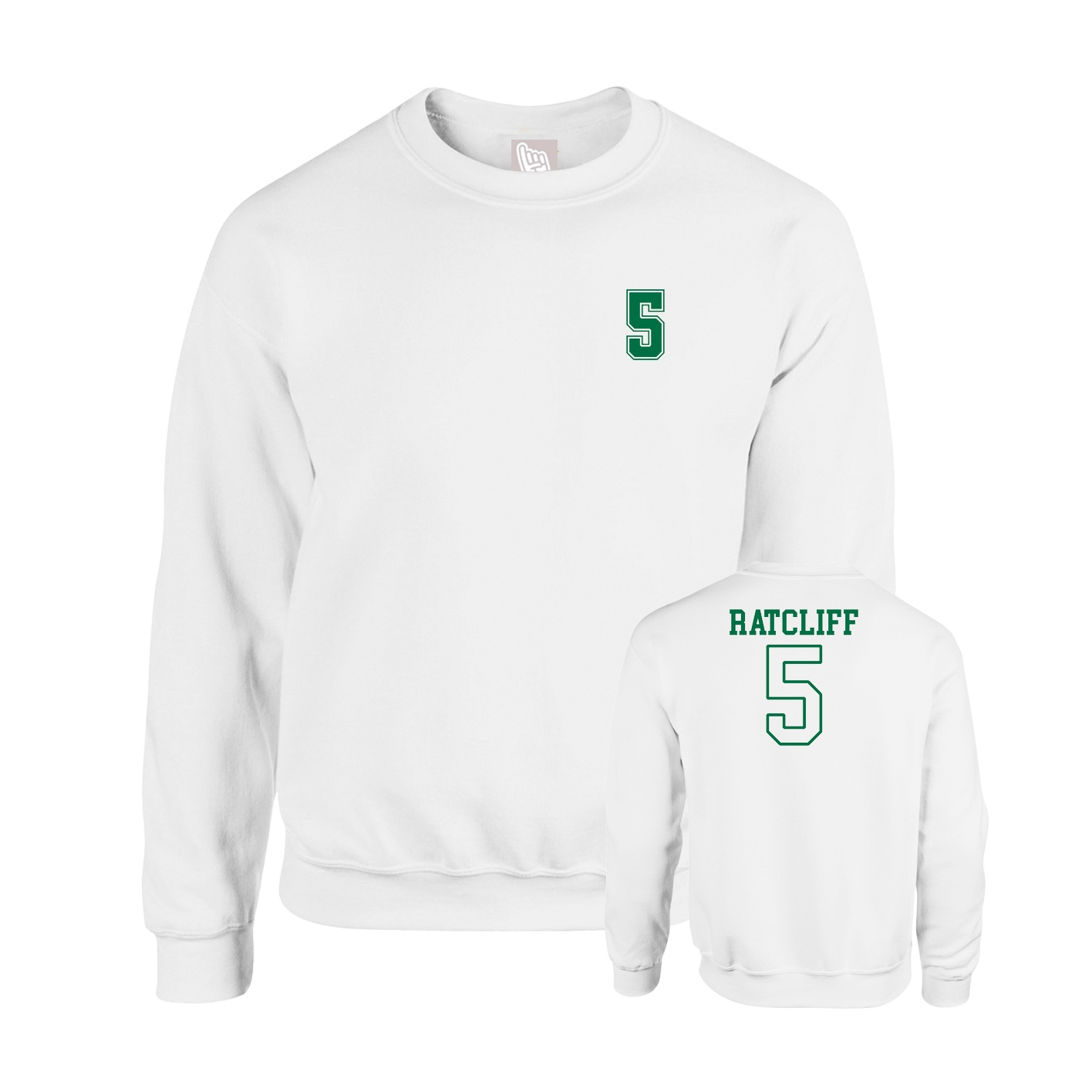 Fleece Crew — Chest Back in White