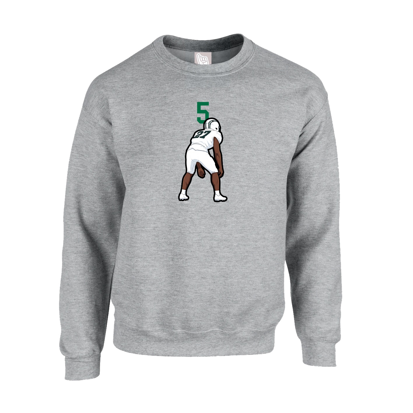 Fleece Crew — Number Top in Grey