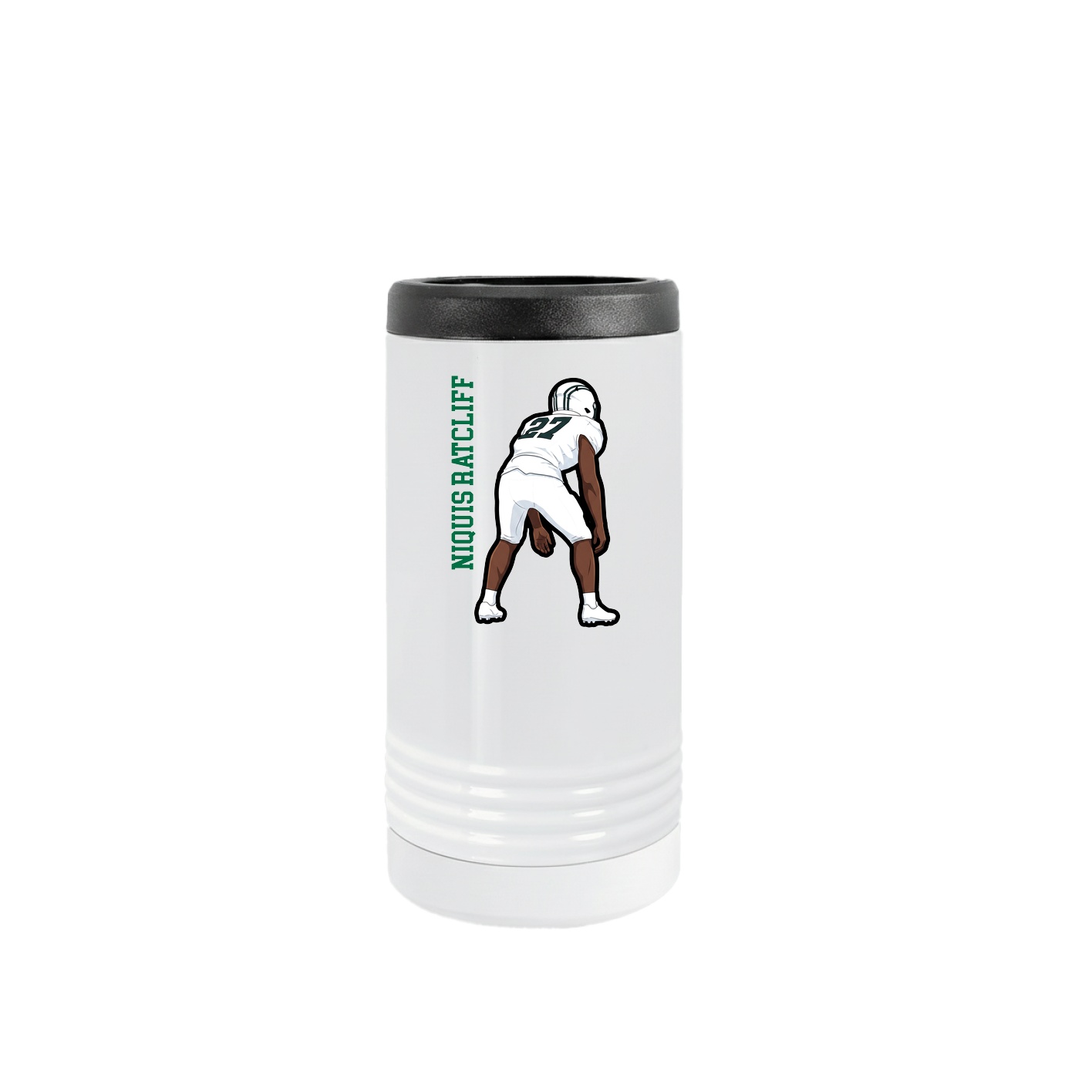 Slim Beverage Holder — Name Vertical in White