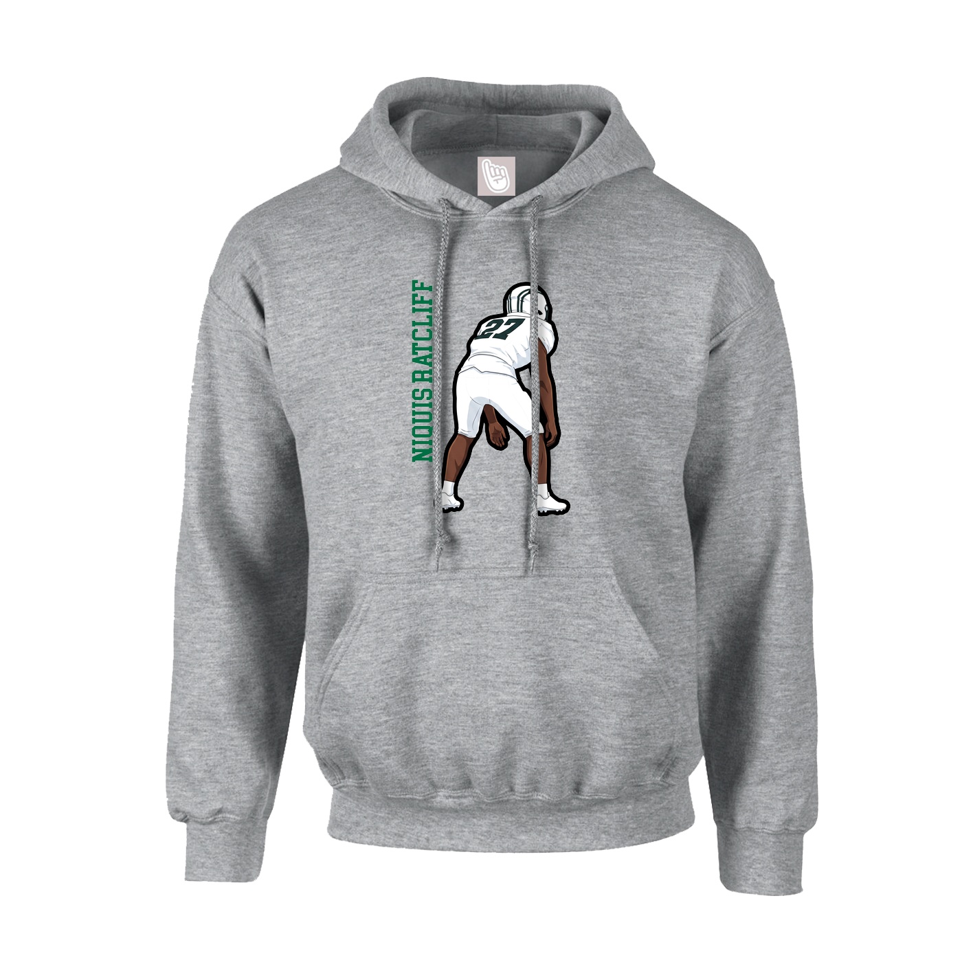 Hoodie — Name Vertical in Grey