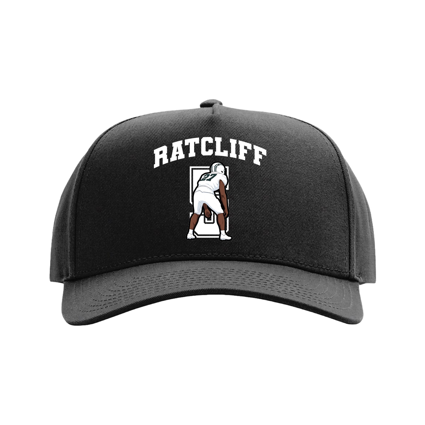 Full Fabric Five-Panel Champ Cap — Number in Black