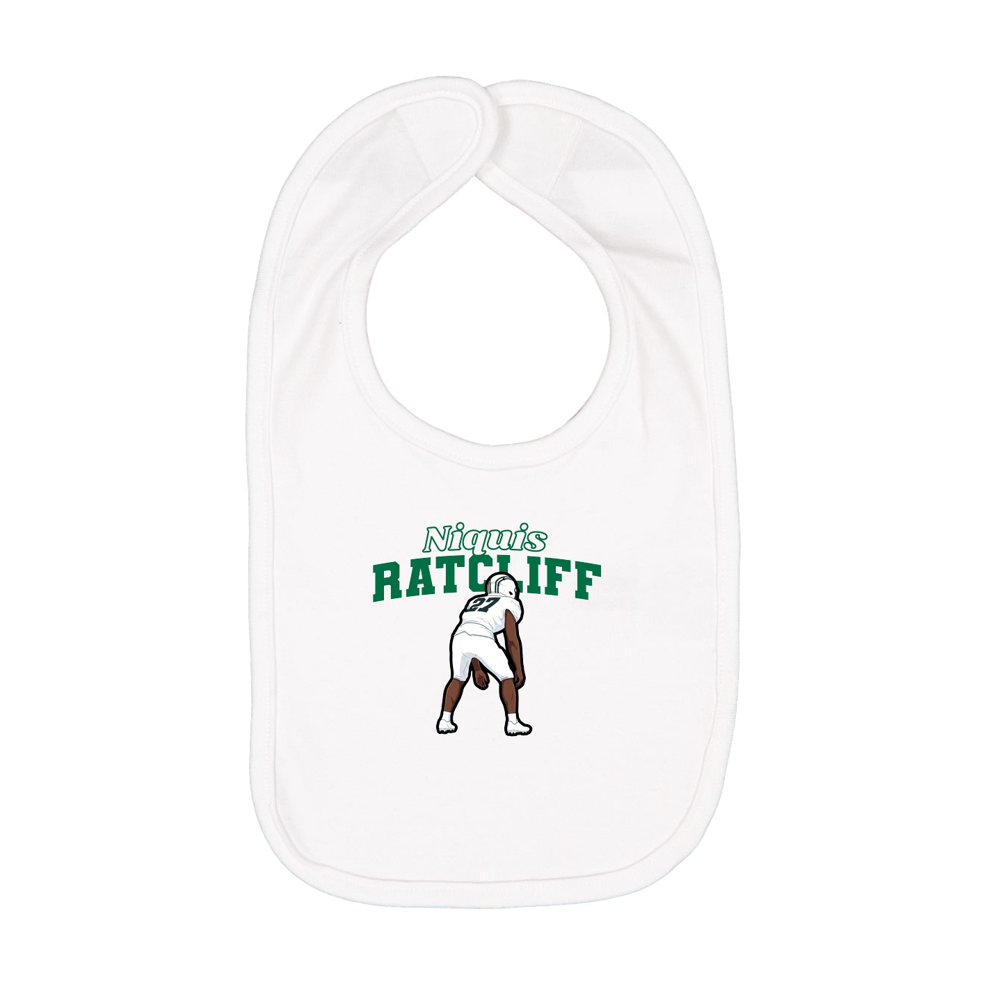Infant Bib — Name Arch in White