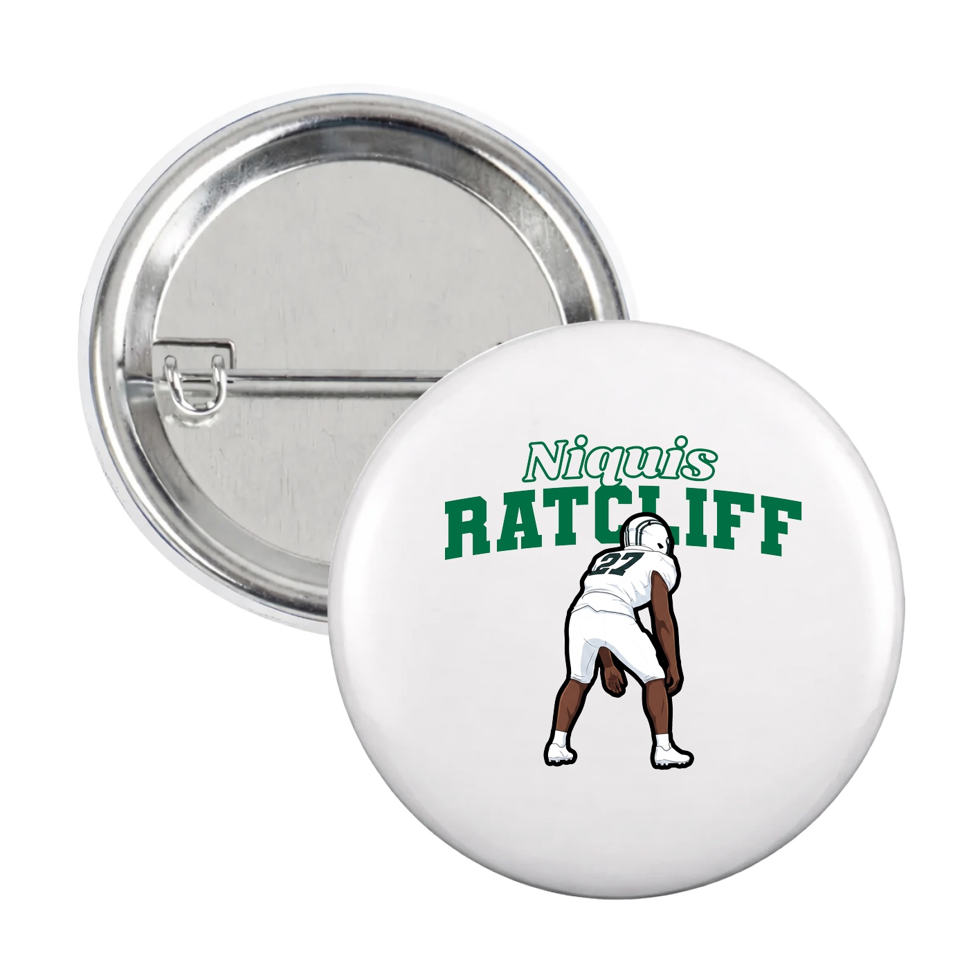 Game Day Button — Name Arch in White
