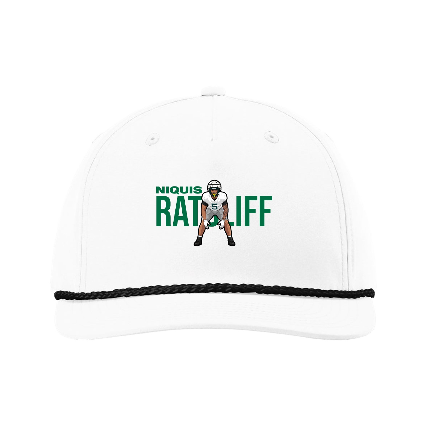 Five-Panel Classic Rope Cap — Player Name in White