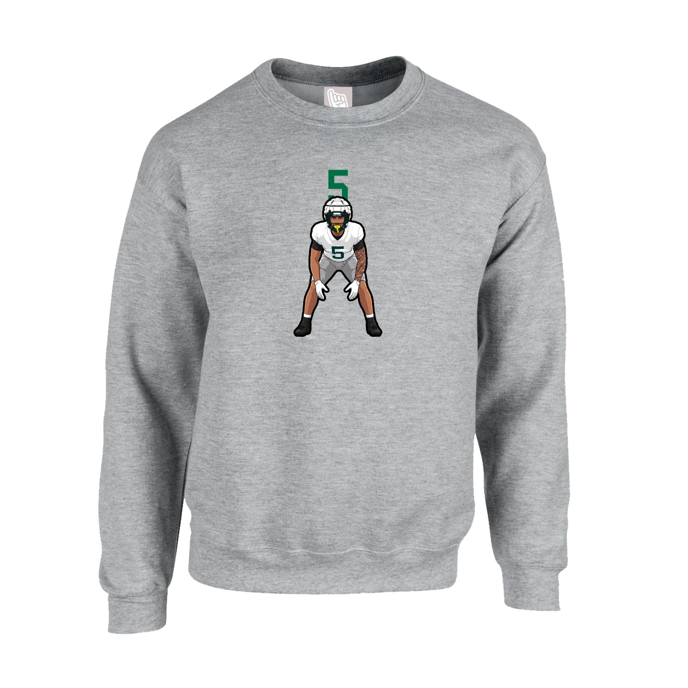 Fleece Crew — Number Top in Grey