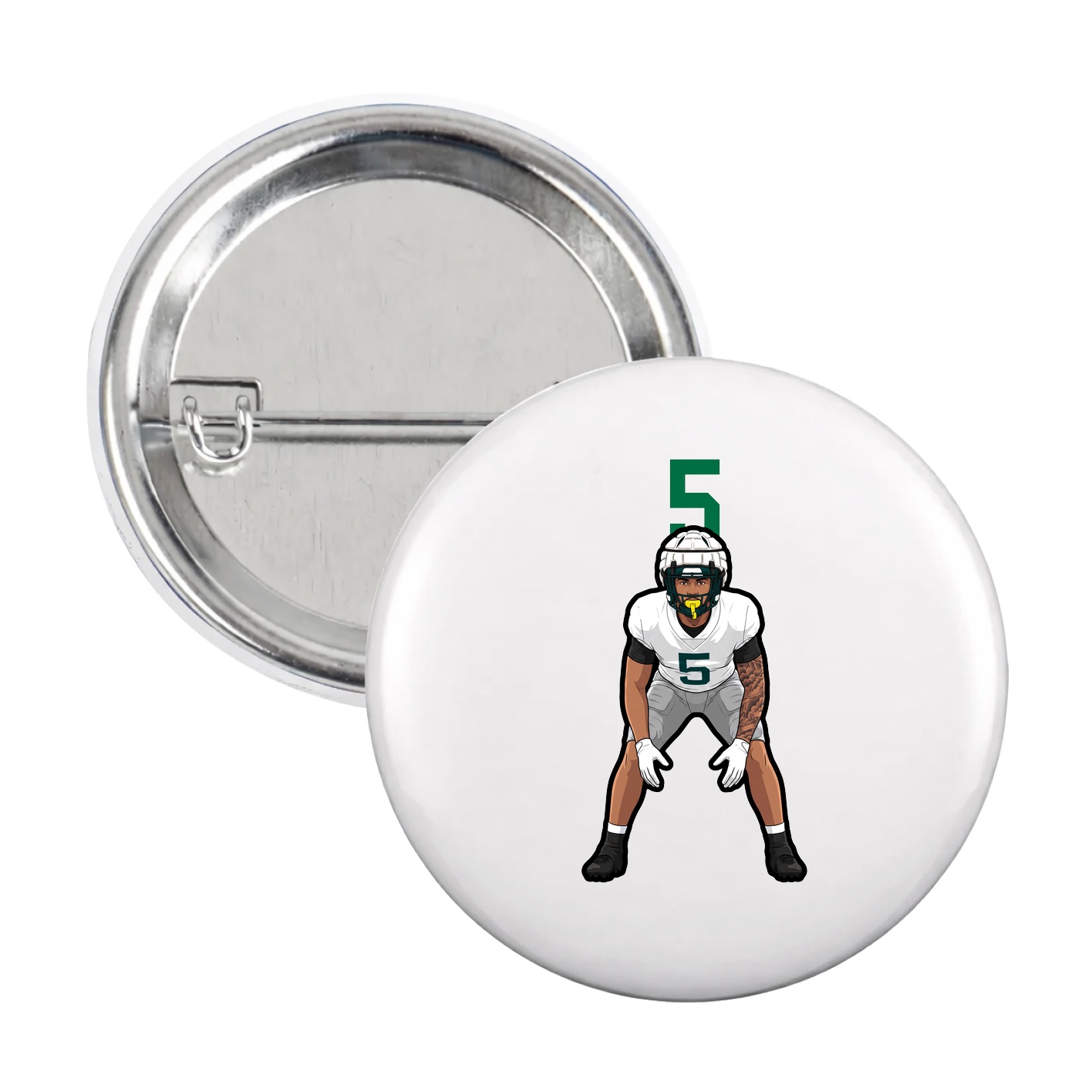 Game Day Button — Number Top in White