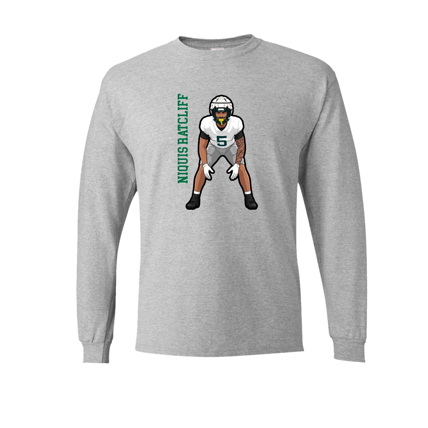Long Sleeve Tee — Name Vertical in Grey