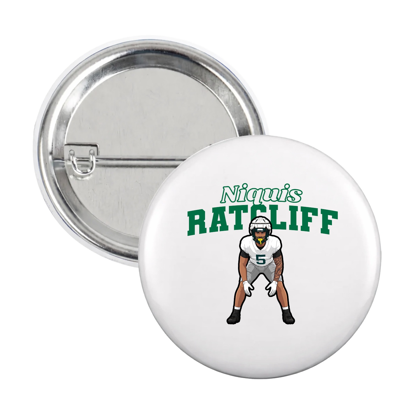 Game Day Button — Name Arch in White