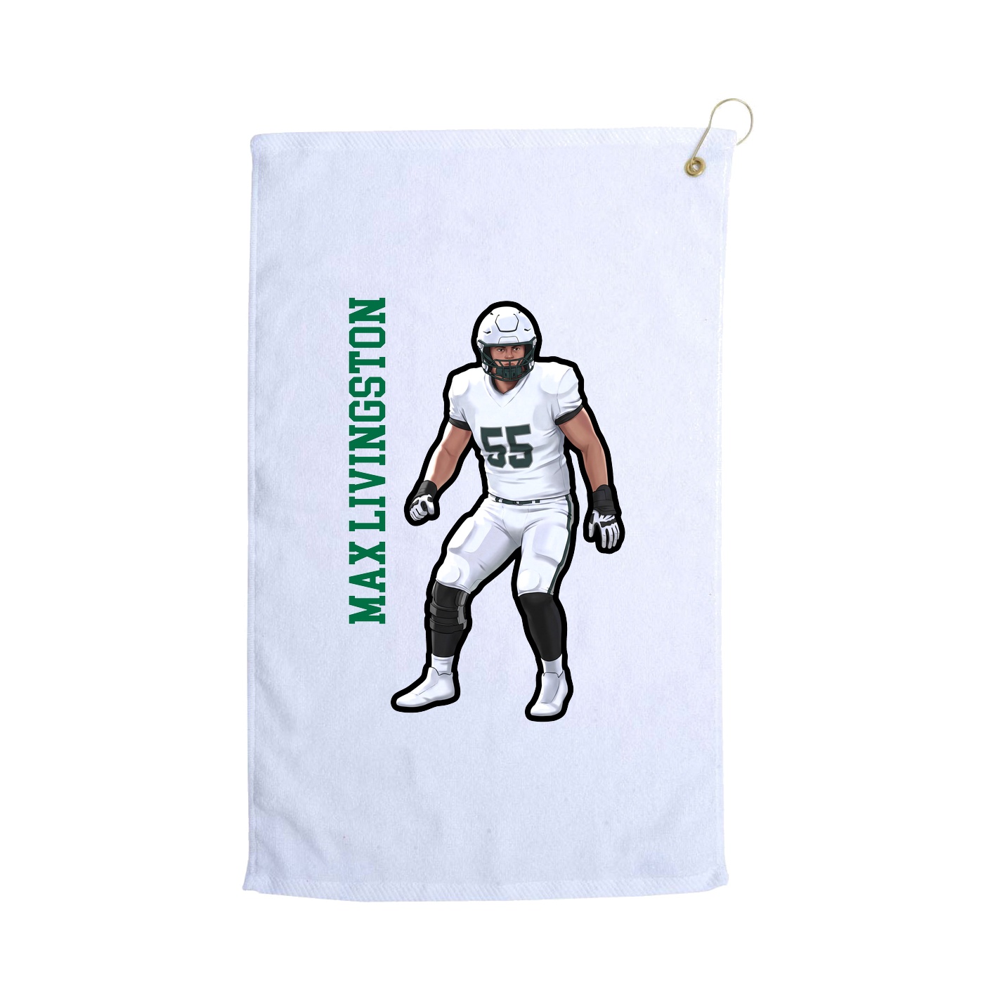 Golf Towel — Name Vertical in White