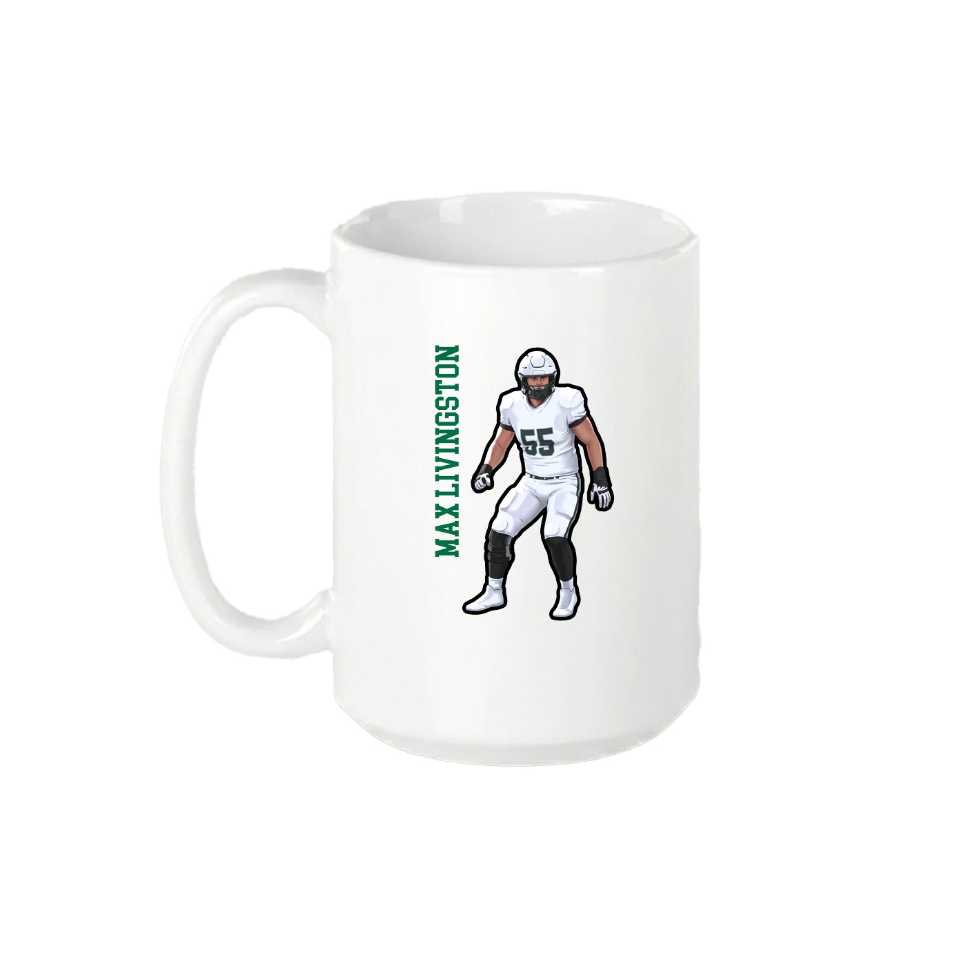15oz Coffee Mug — Name Vertical in White
