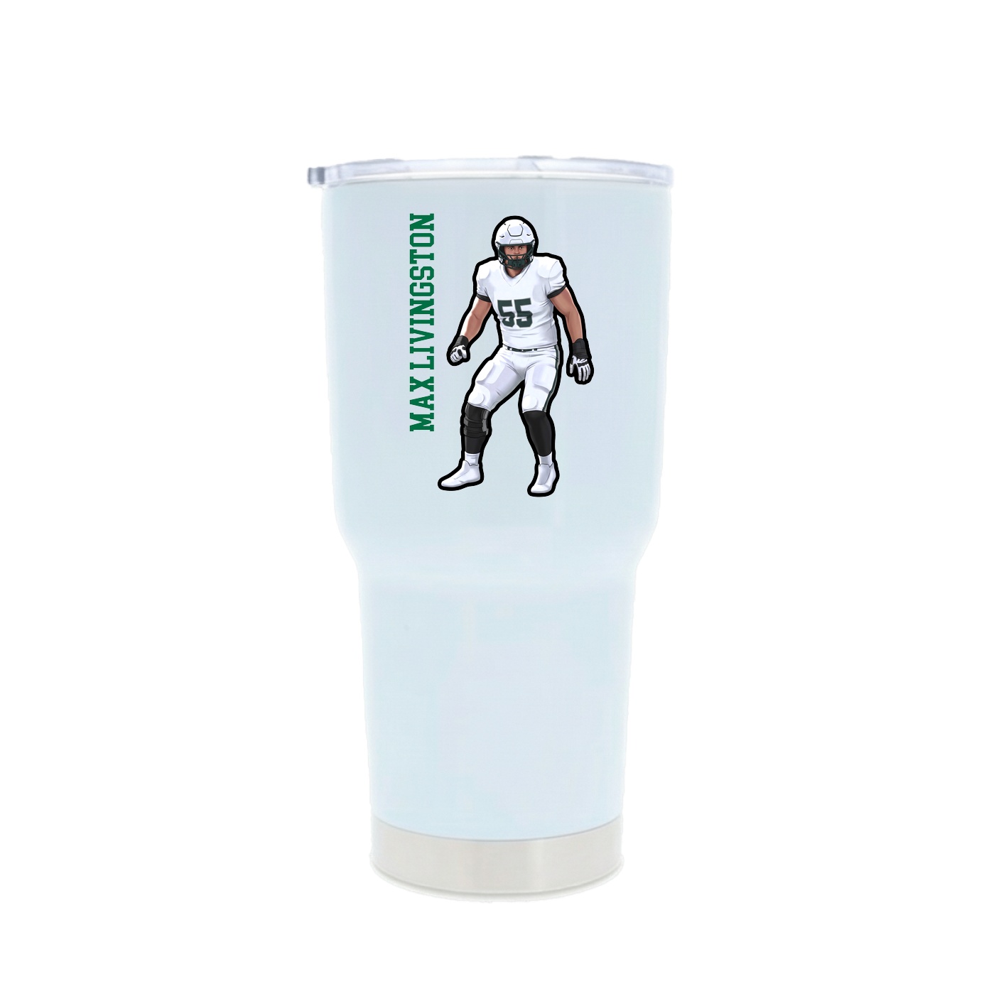 30oz Stainless Steel Tumbler — Name Vertical in White