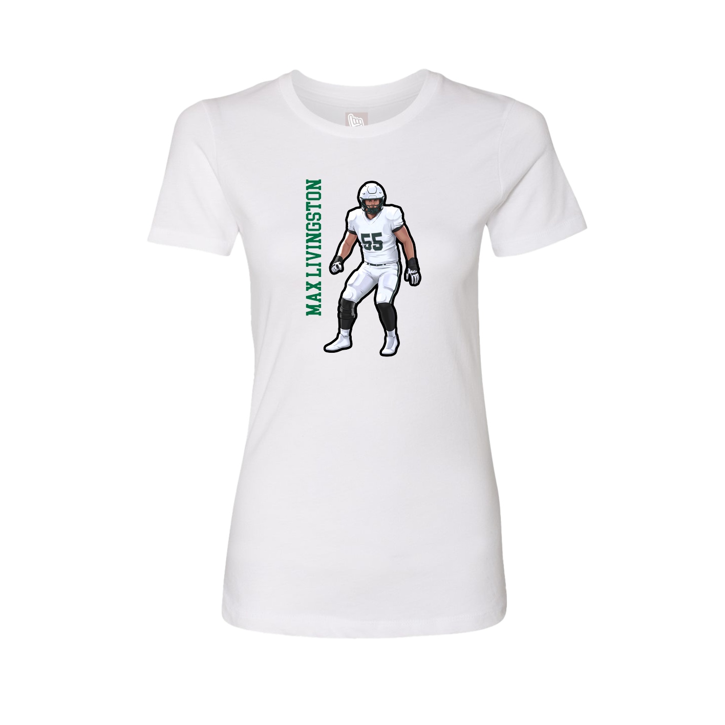 Fitted Women's Tee — Name Vertical in White