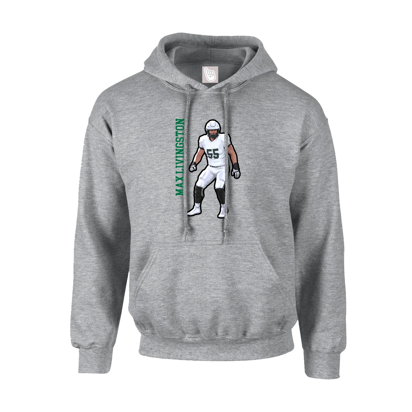 Youth Hoodie — Name Vertical in Grey