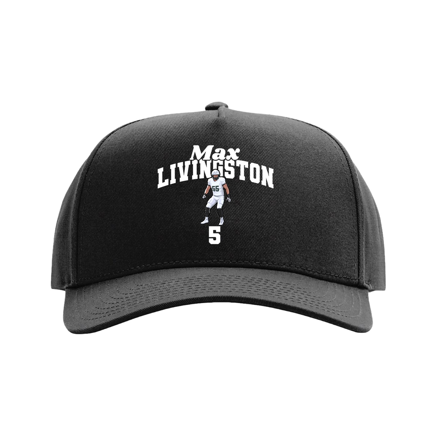 Full Fabric Five-Panel Champ Cap — Signature Arch in Black