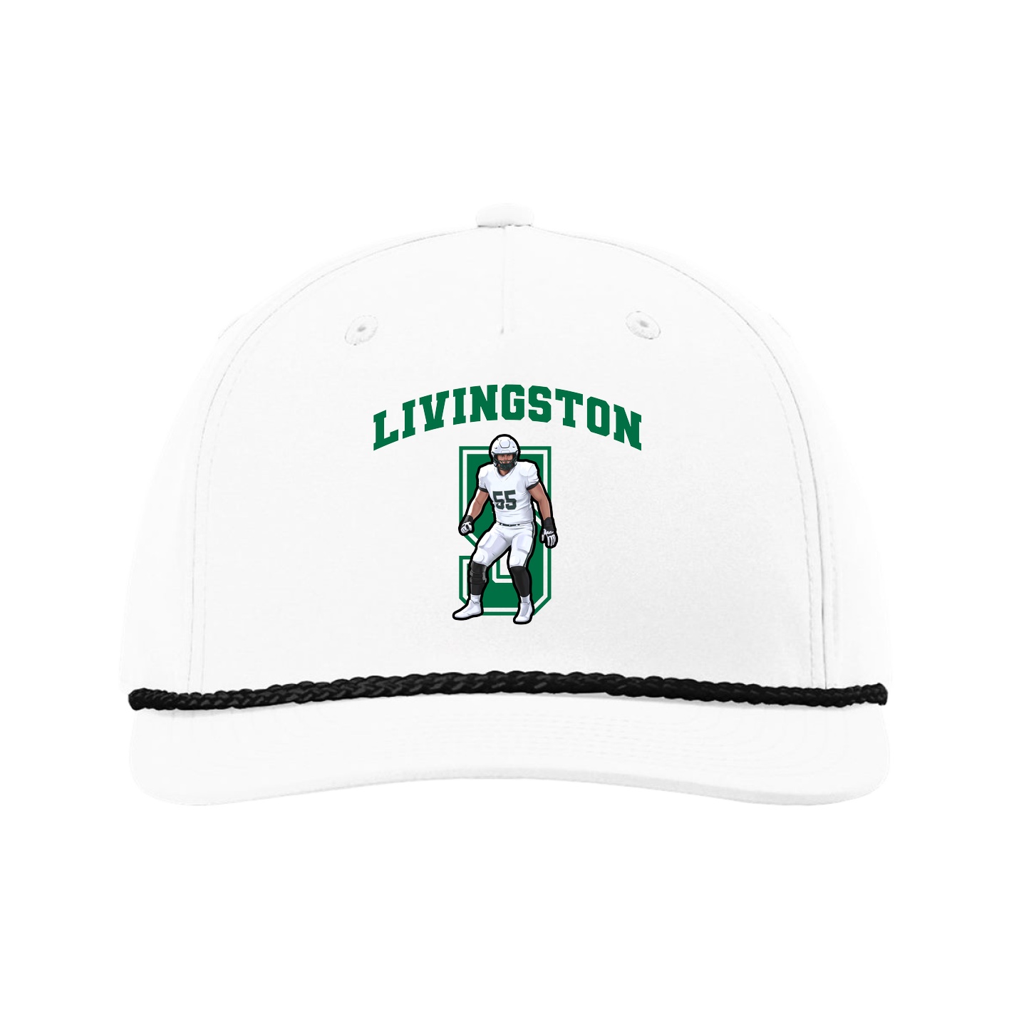 Five-Panel Classic Rope Cap — Number in White