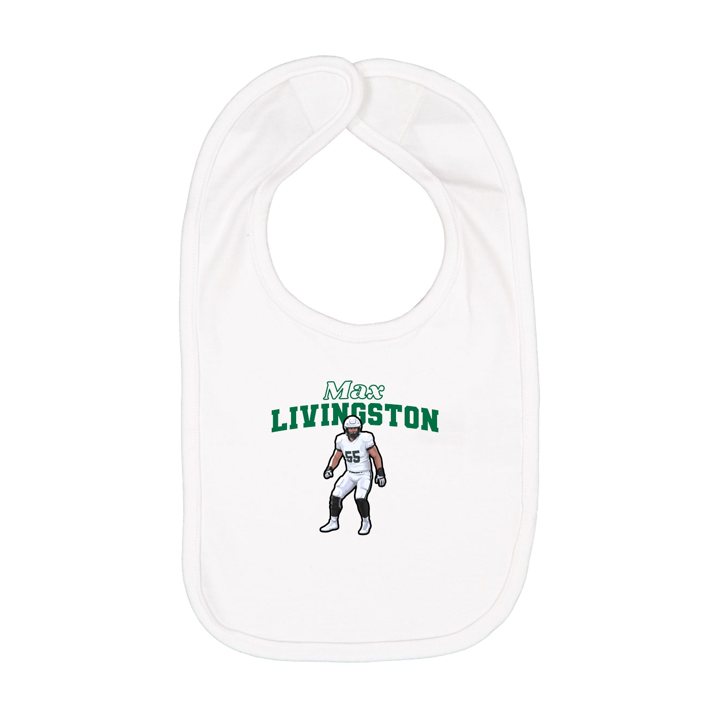 Infant Bib — Name Arch in White