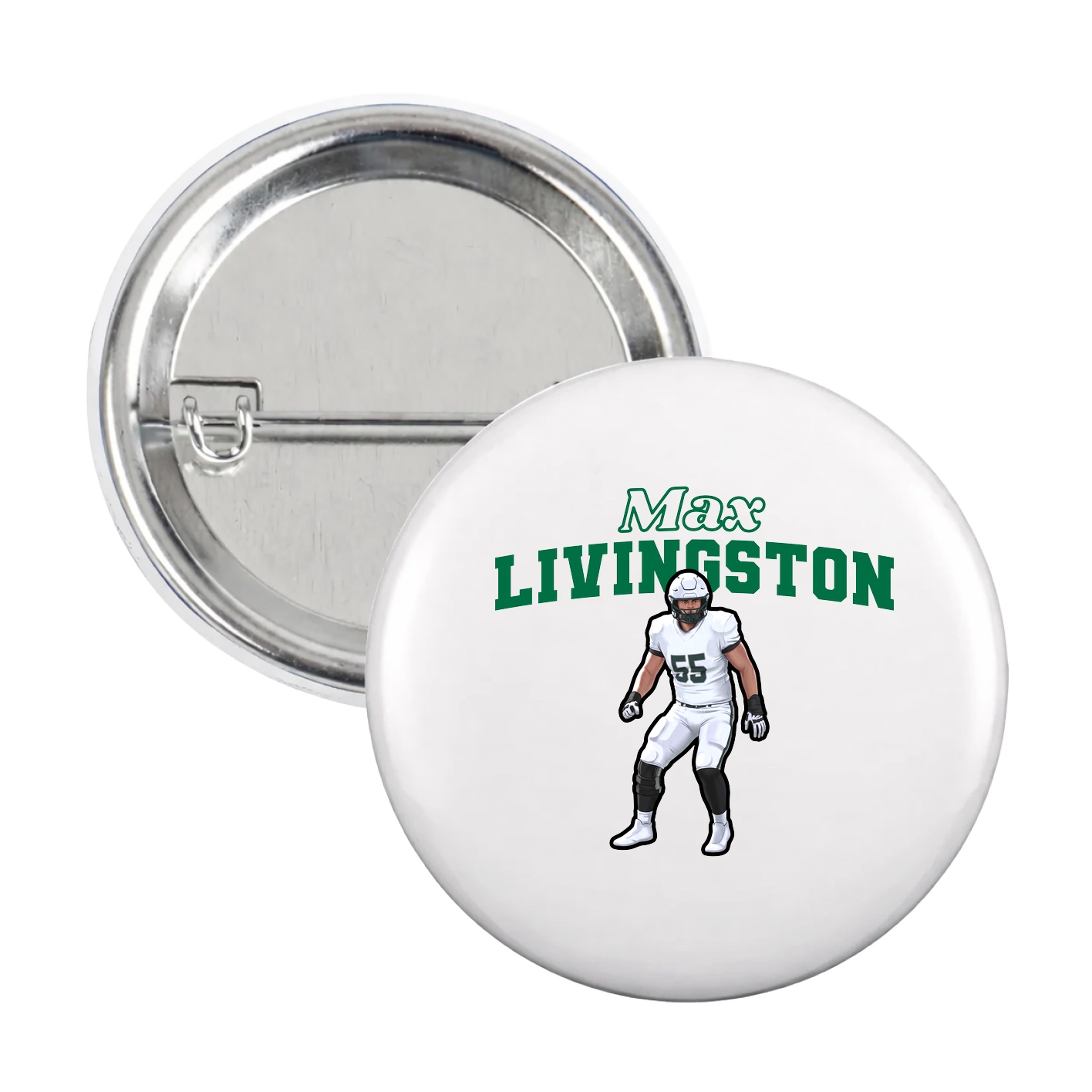 Game Day Button — Name Arch in White
