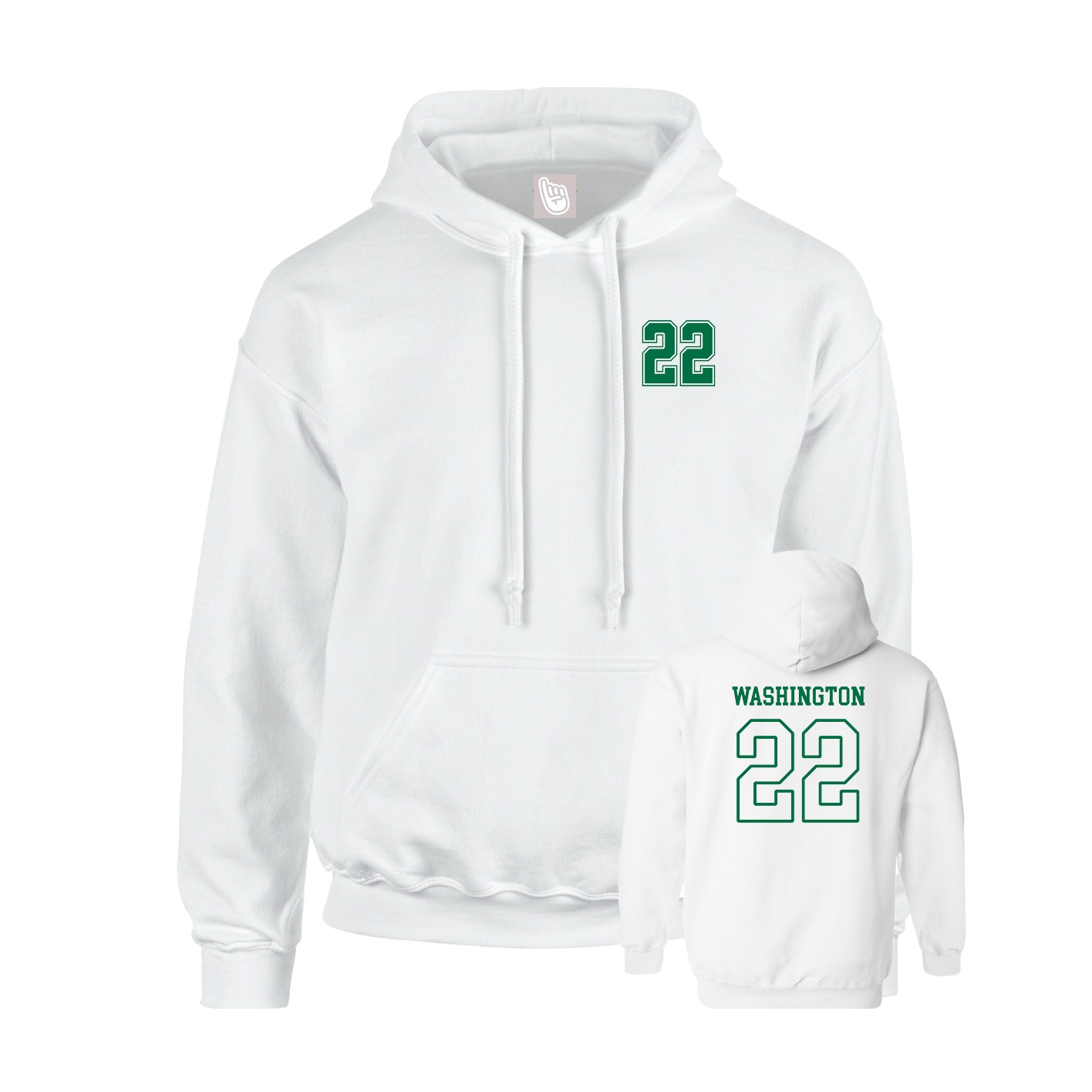 Youth Hoodie — Chest Back in White