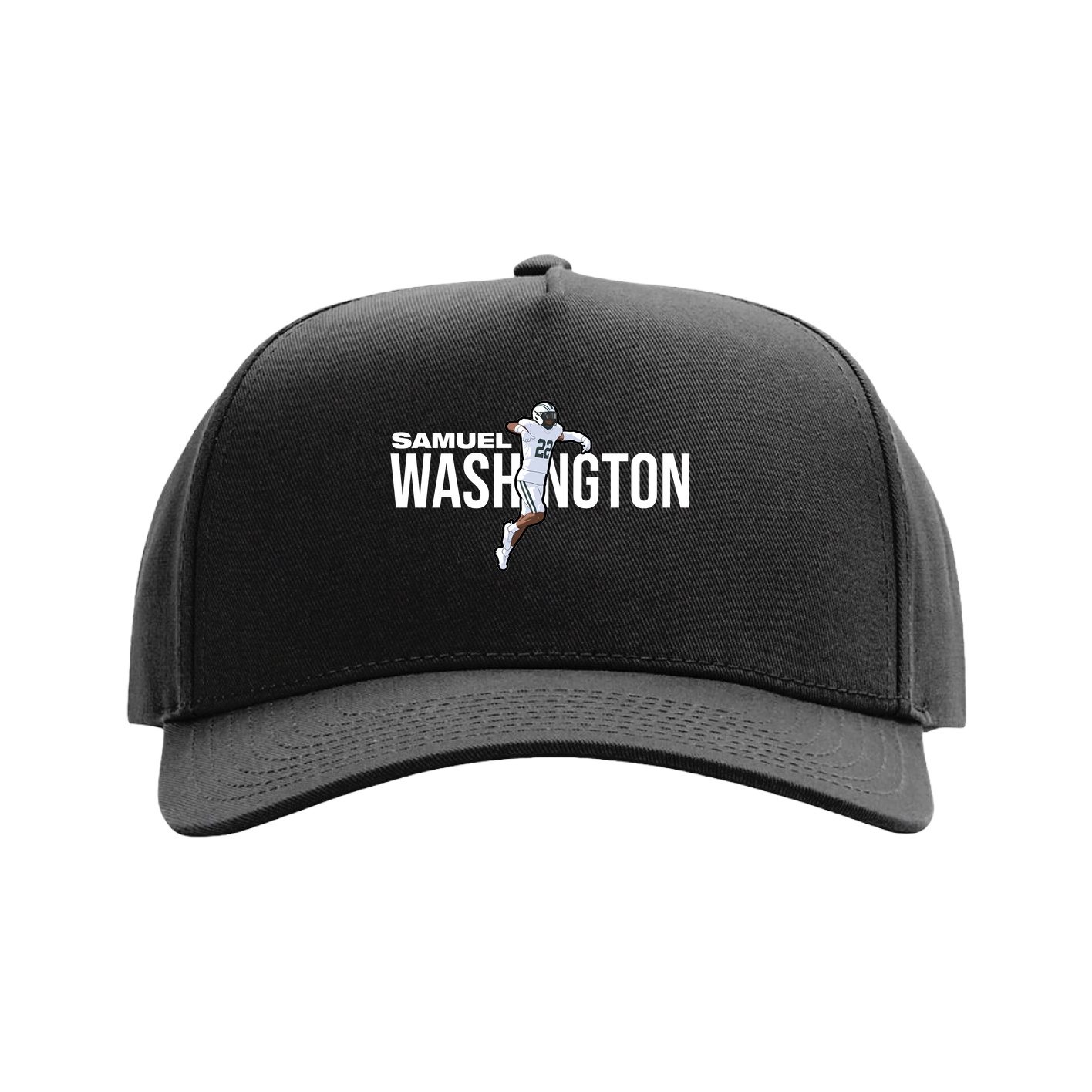 Full Fabric Five-Panel Champ Cap — Player Name in Black