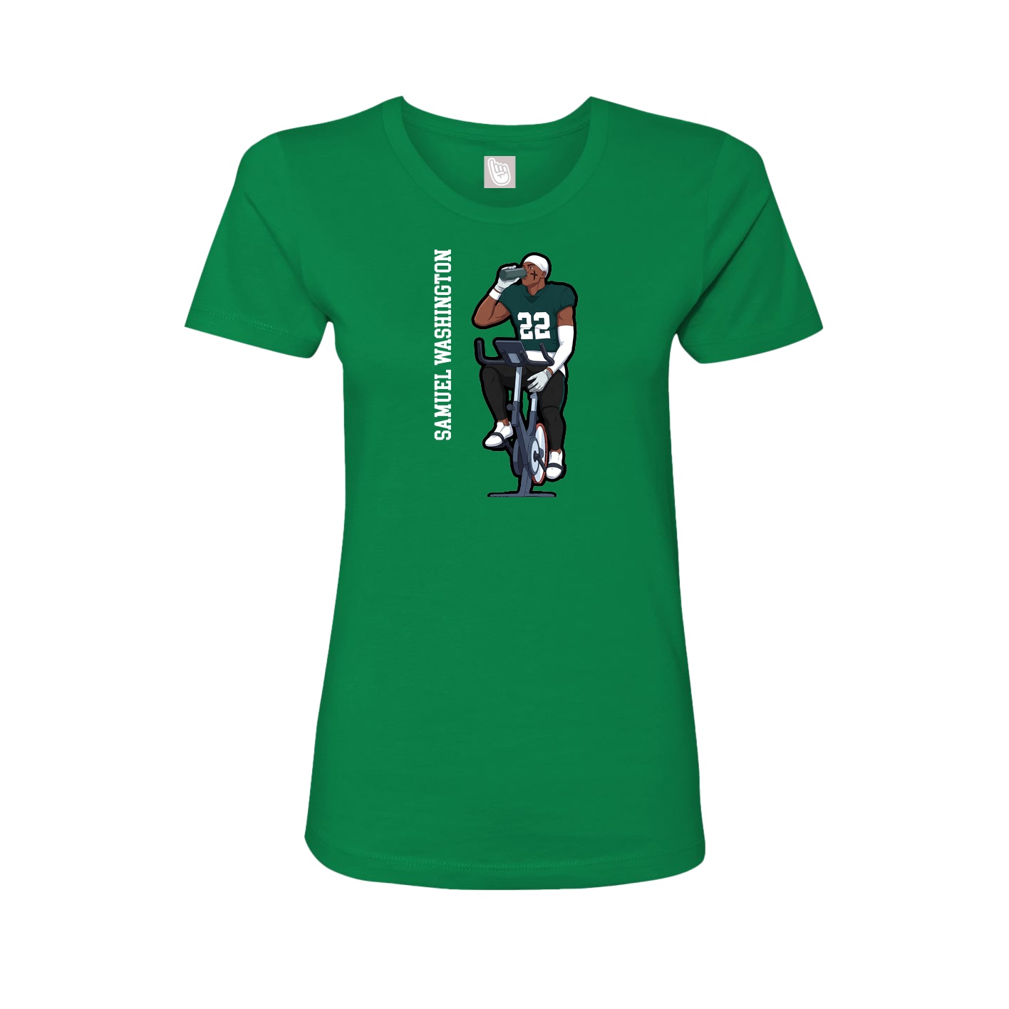 Fitted Women's Tee — Name Vertical in Green