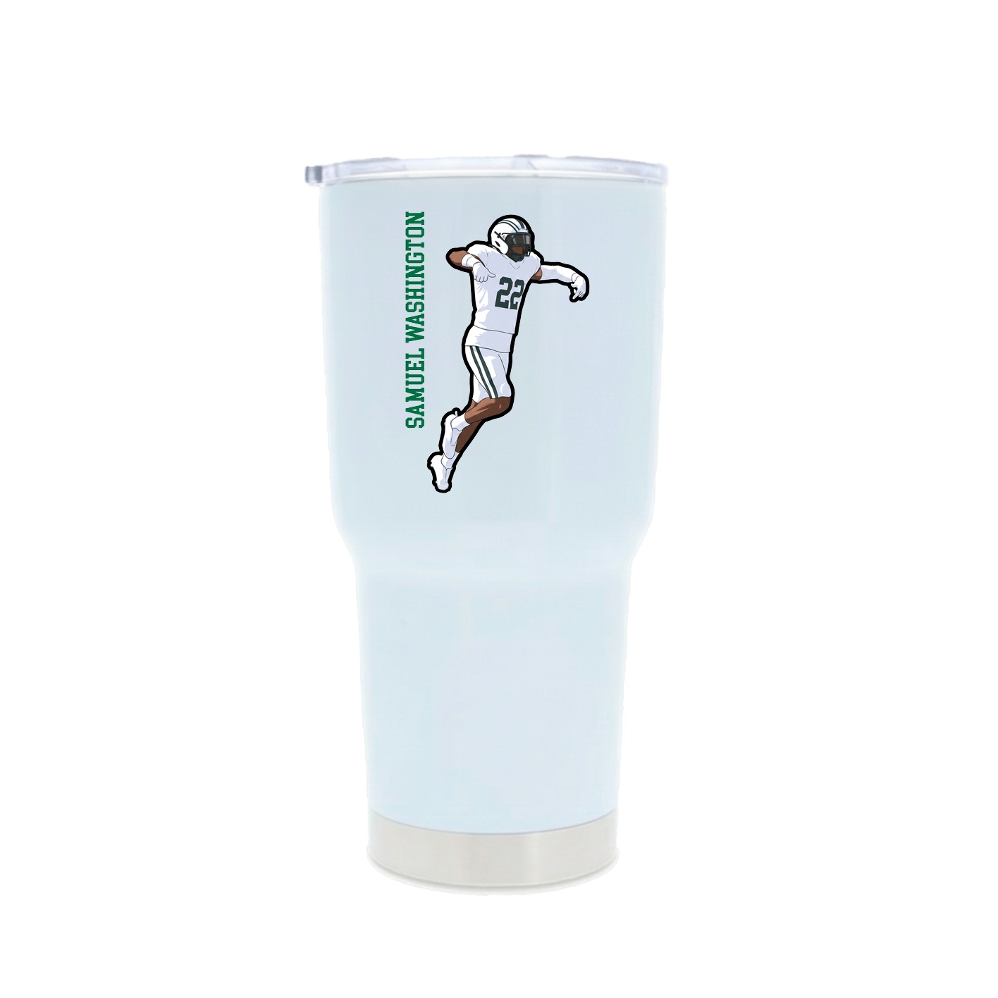 30oz Stainless Steel Tumbler — Name Vertical in White
