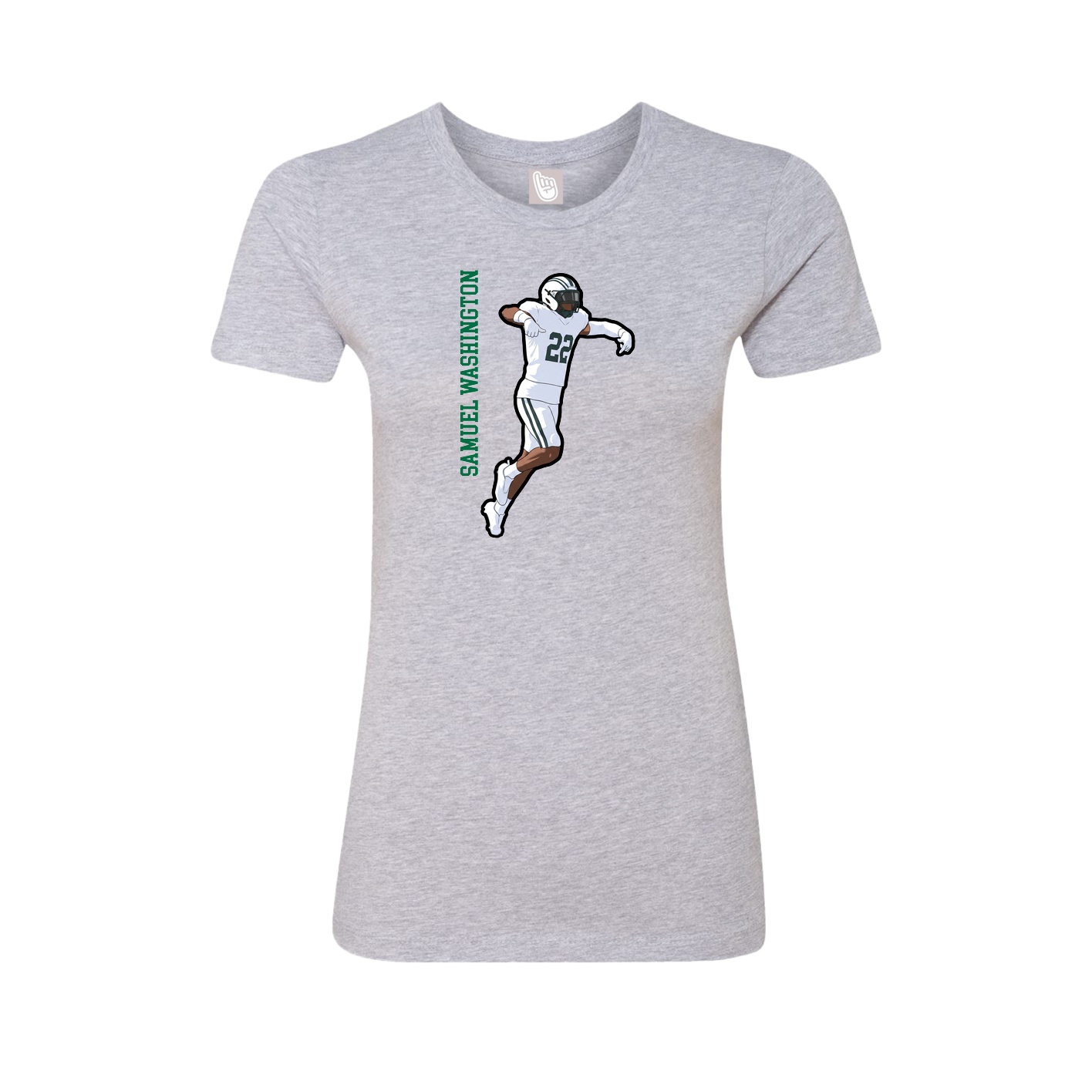 Fitted Women's Tee — Name Vertical in Grey