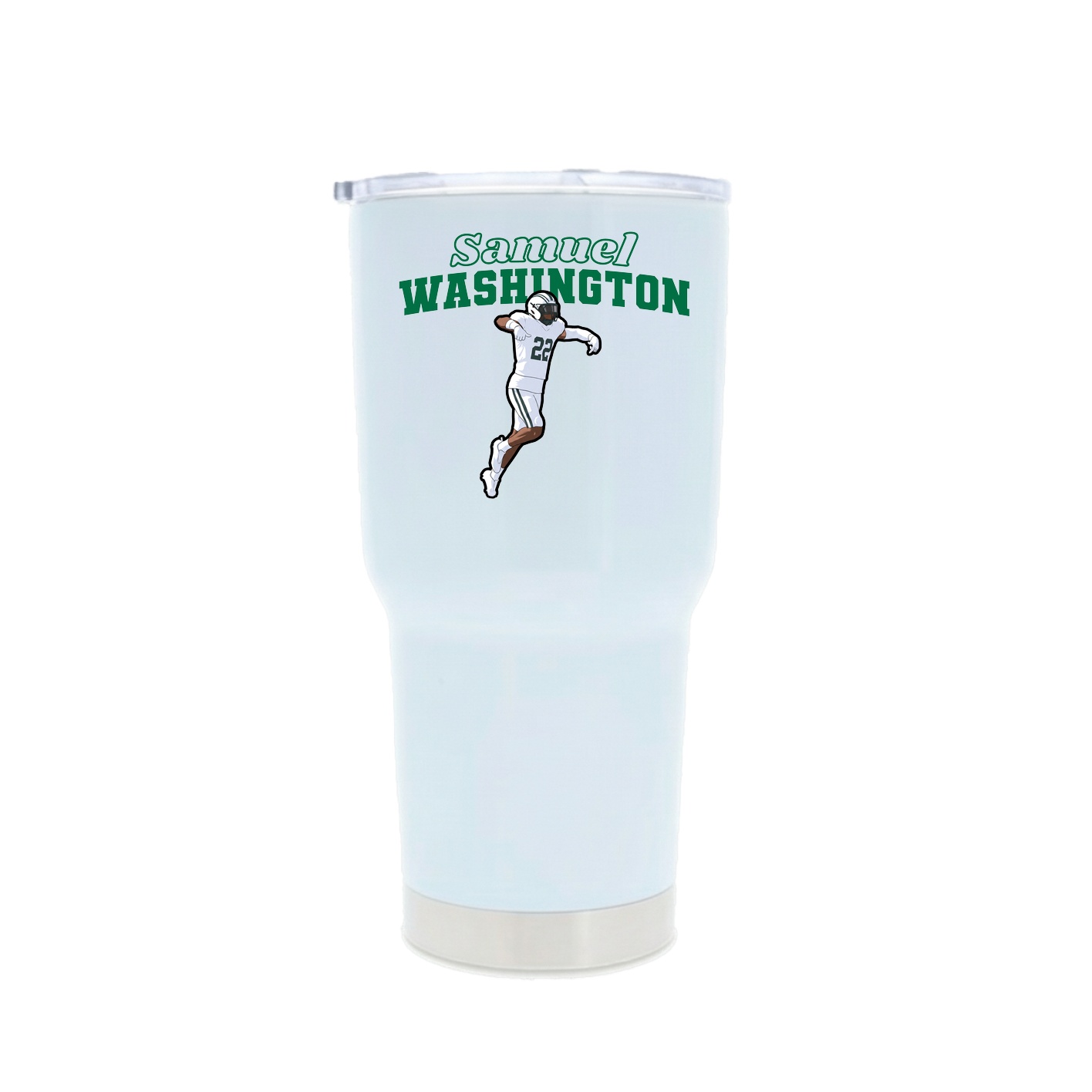 30oz Stainless Steel Tumbler — Name Arch in White