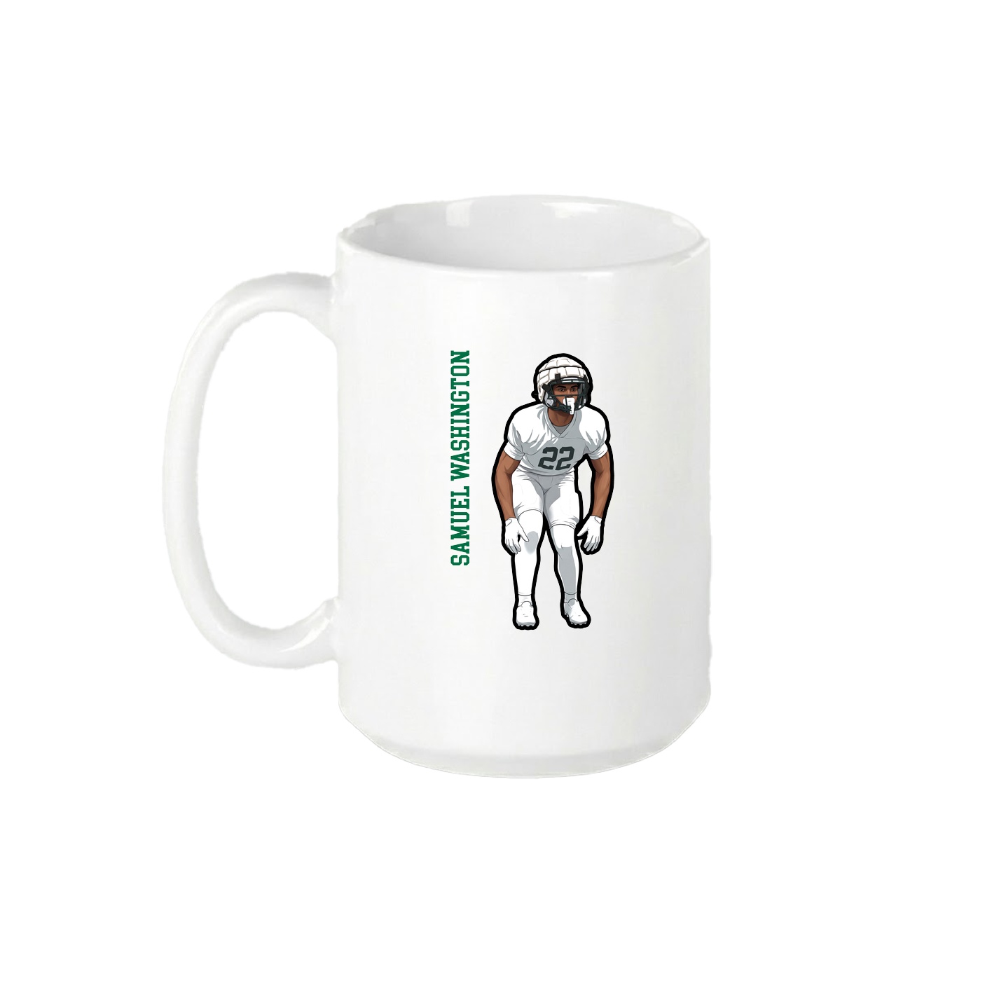 15oz Coffee Mug — Name Vertical in White