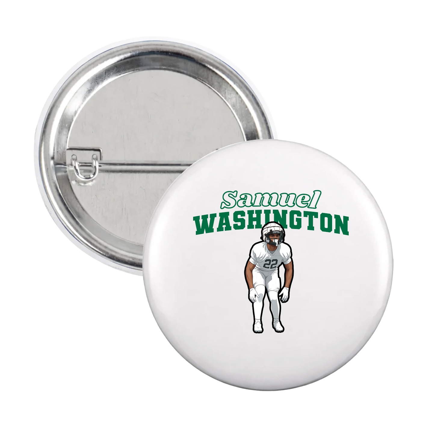 Game Day Button — Name Arch in White