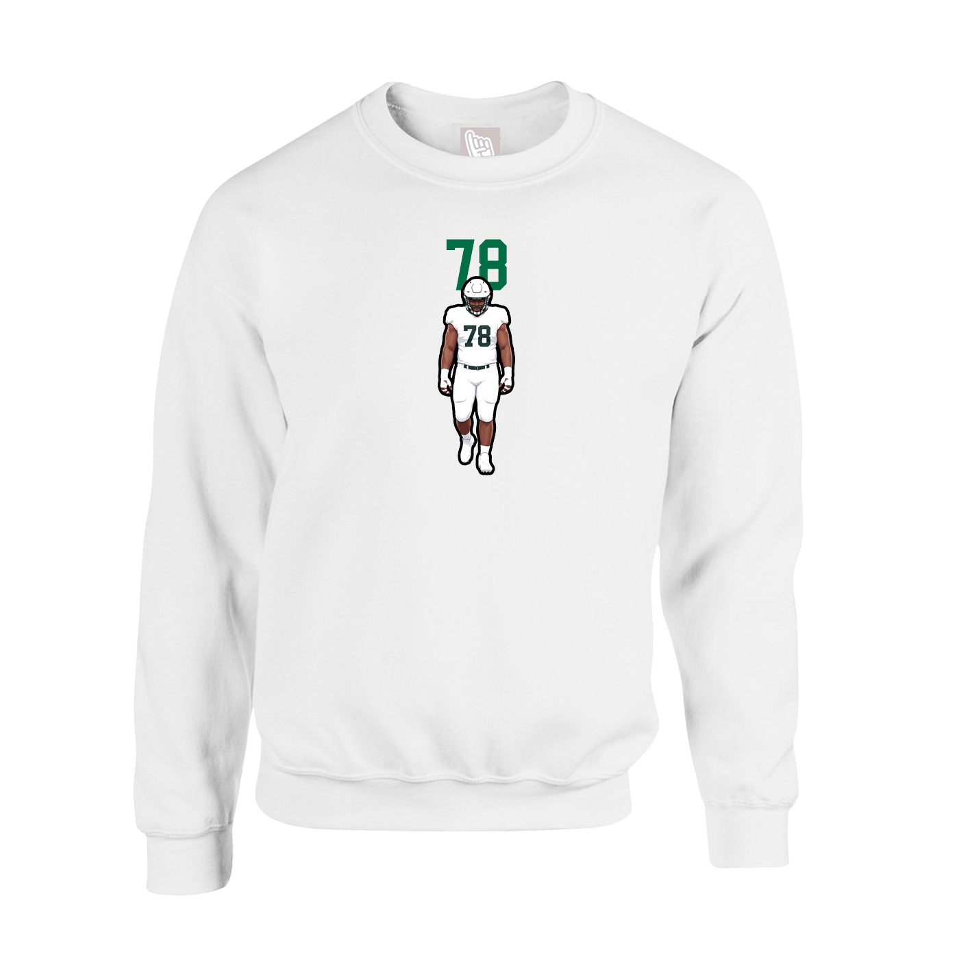 Fleece Crew — Number Top in White