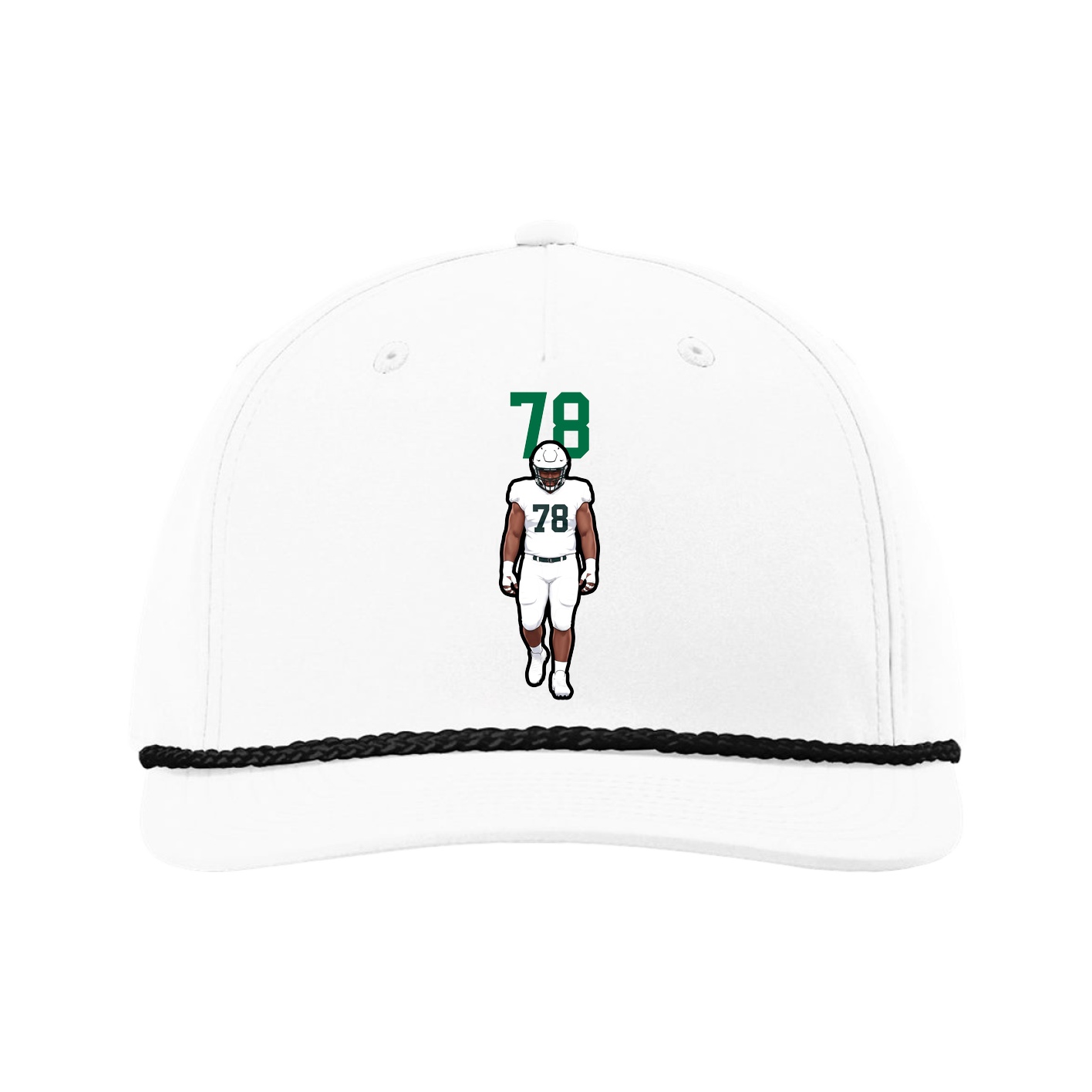 Five-Panel Classic Rope Cap — Number Top in White