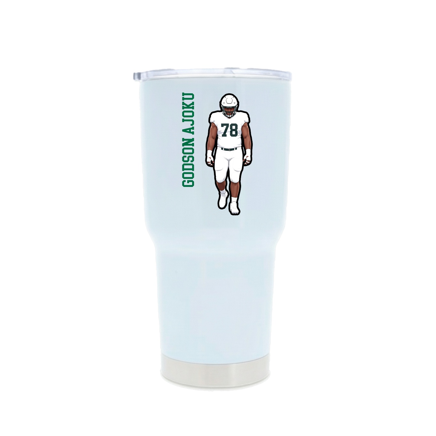 30oz Stainless Steel Tumbler — Name Vertical in White