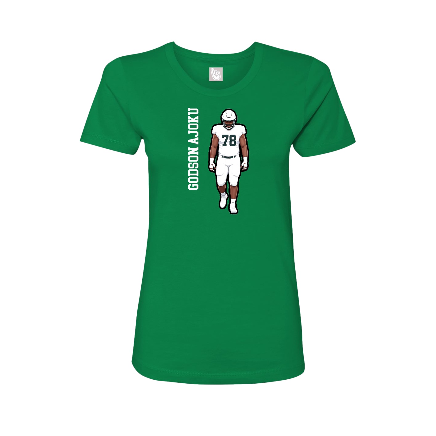 Fitted Women's Tee — Name Vertical in Green